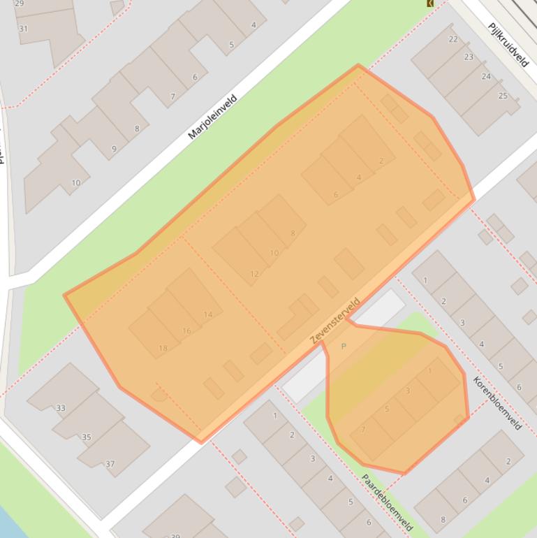 Kaart van postcodegebied 2492LG.