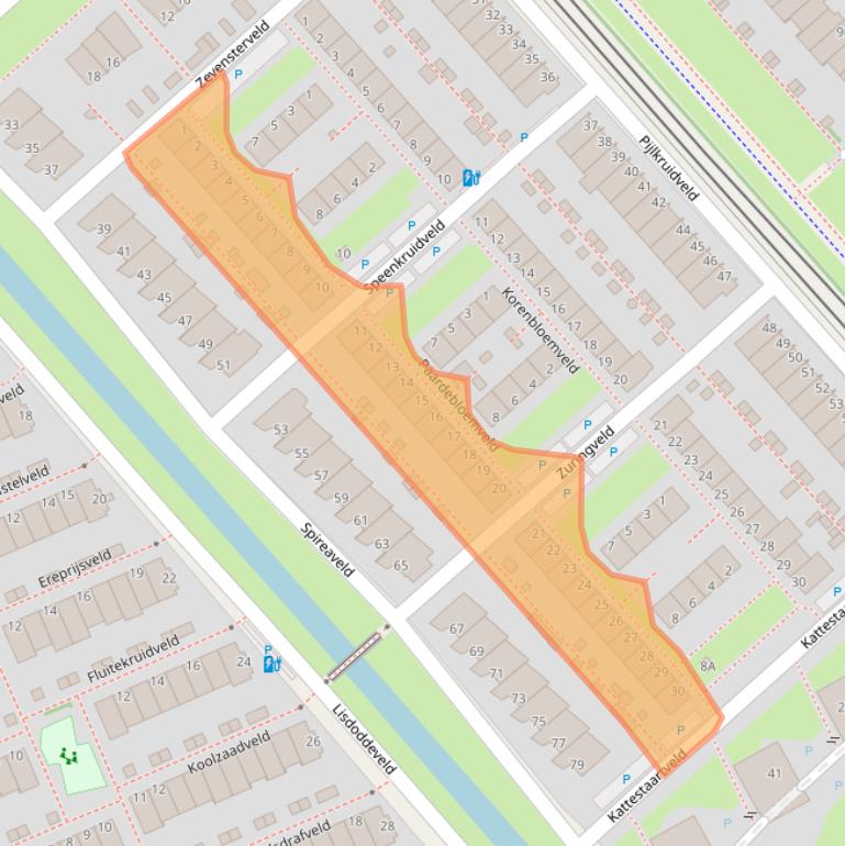 Kaart van postcodegebied 2492LL.