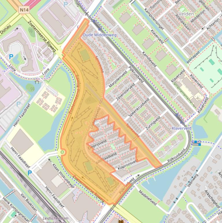 Kaart van postcodegebied 2492LN.