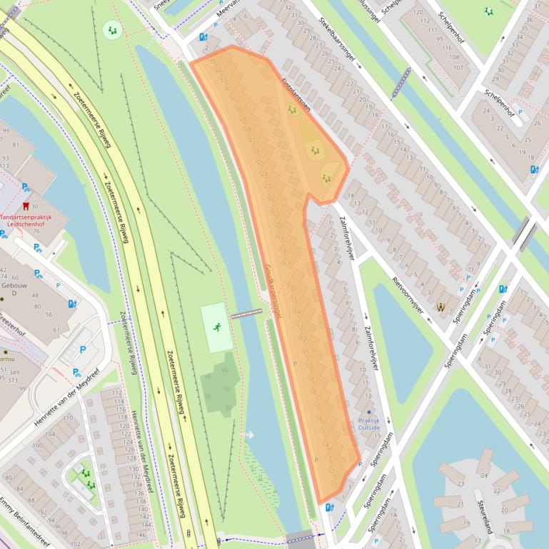 Kaart van postcodegebied 2492NE.