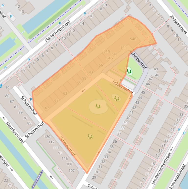 Kaart van postcodegebied 2492SV.