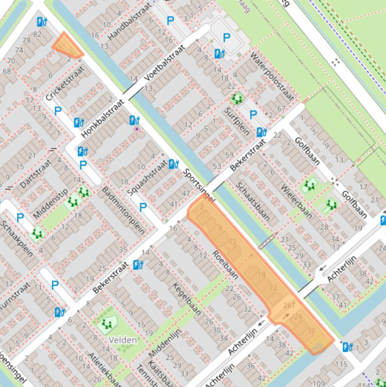 Kaart van postcodegebied 2492WJ.