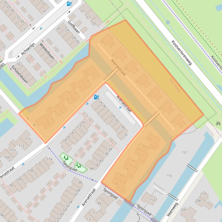 Kaart van postcodegebied 2492WV.