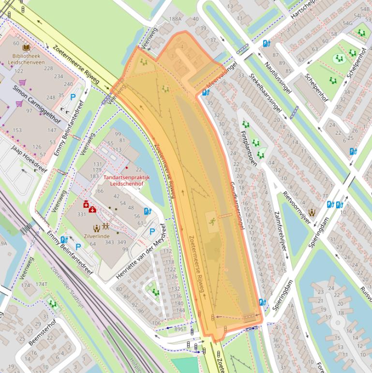 Kaart van postcodegebied 2492ZZ.