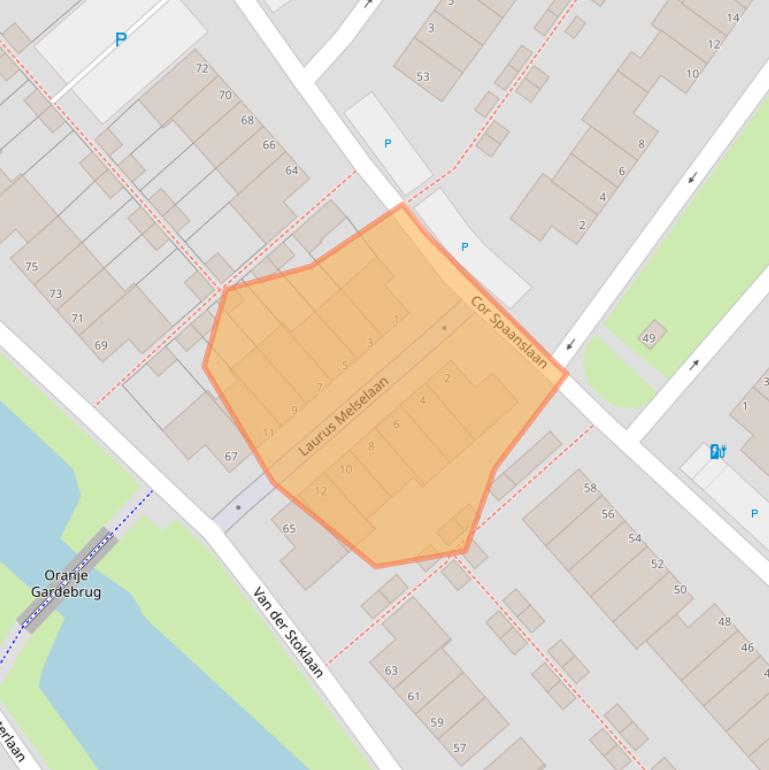 Kaart van postcodegebied 2493BW.