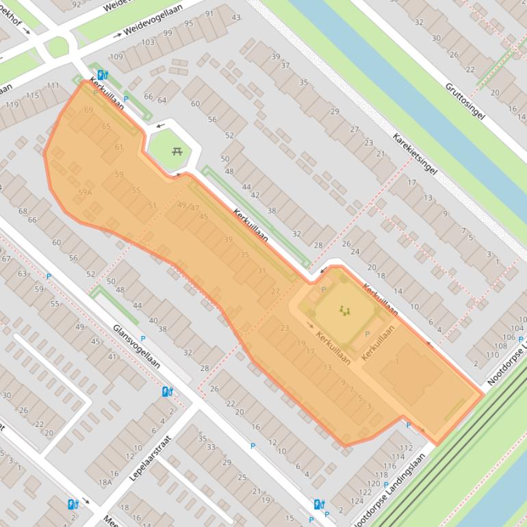 Kaart van postcodegebied 2496LJ.