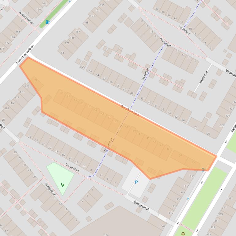 Kaart van postcodegebied 2496PM.