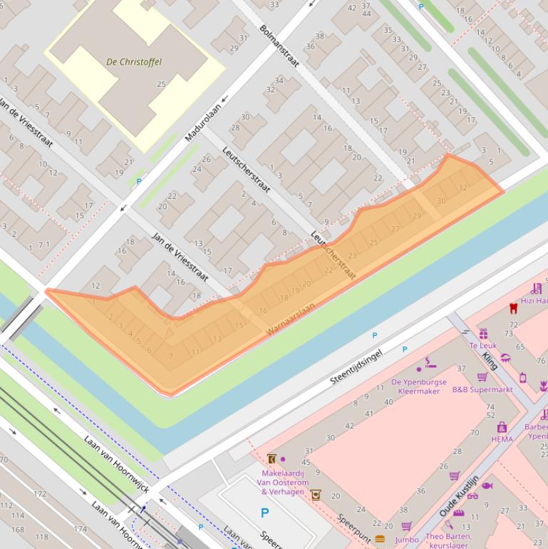 Kaart van postcodegebied 2496RA.