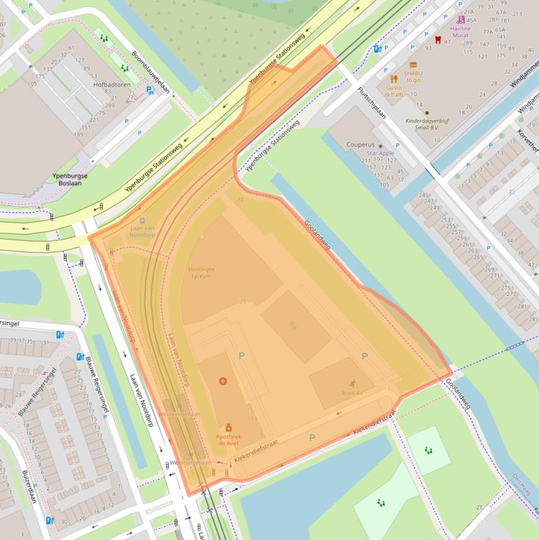 Kaart van postcodegebied 2496RP.