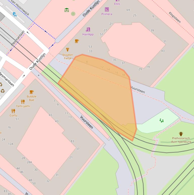 Kaart van postcodegebied 2496RZ.