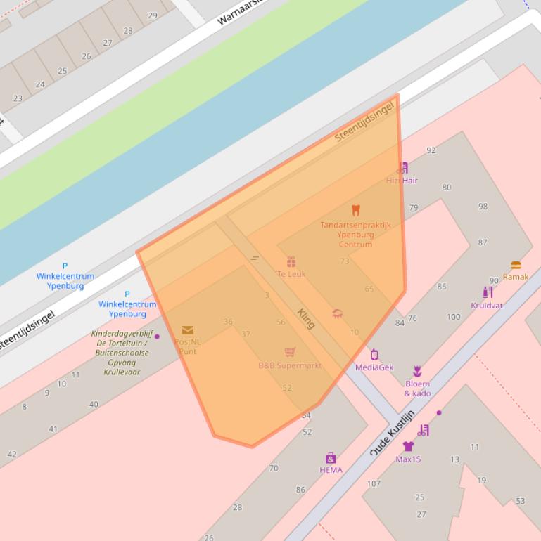 Kaart van postcodegebied 2496SB.