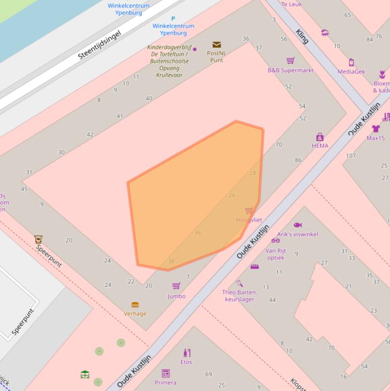 Kaart van postcodegebied 2496SE.