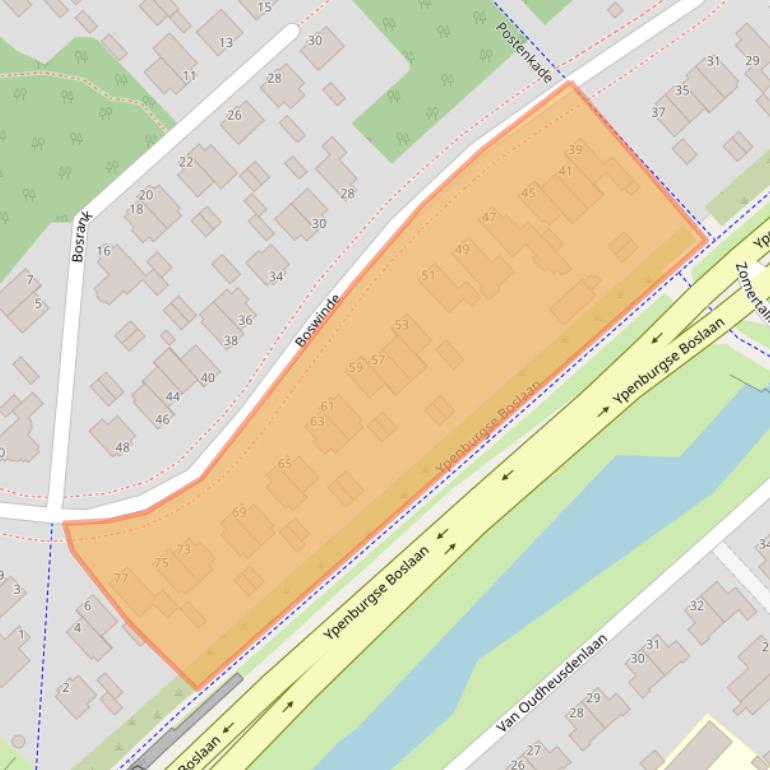 Kaart van postcodegebied 2496WE.