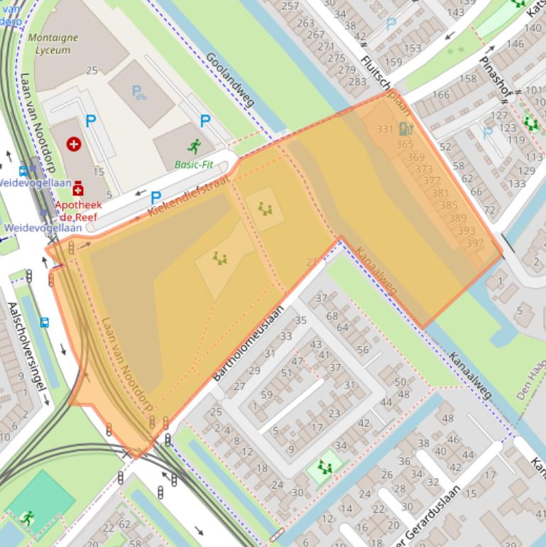 Kaart van postcodegebied 2496XZ.