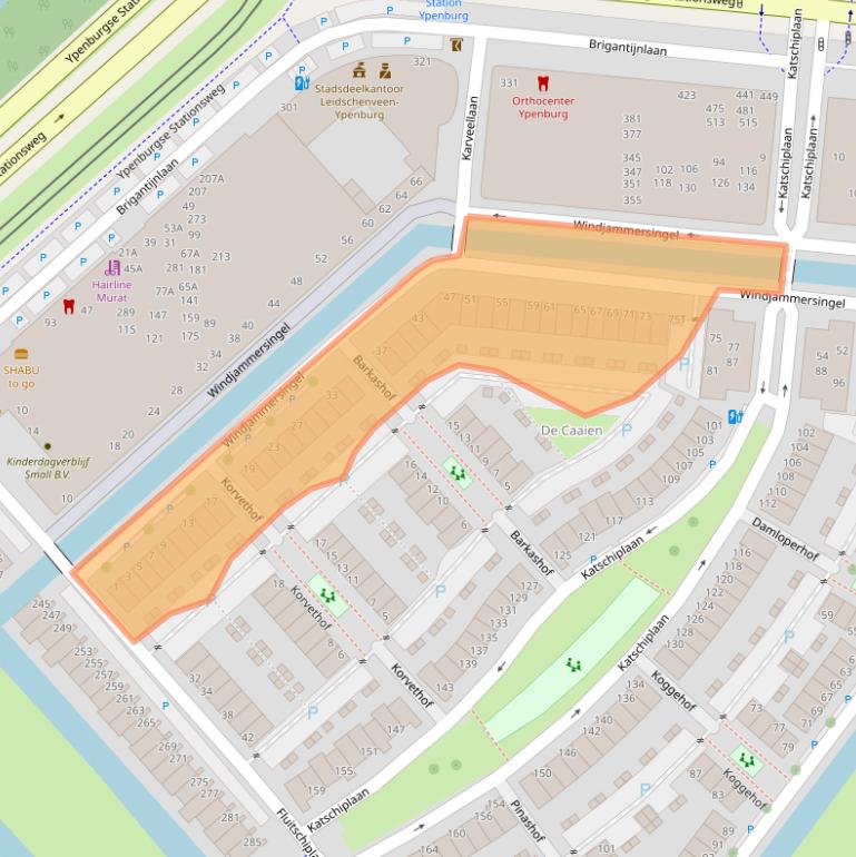 Kaart van postcodegebied 2496ZD.