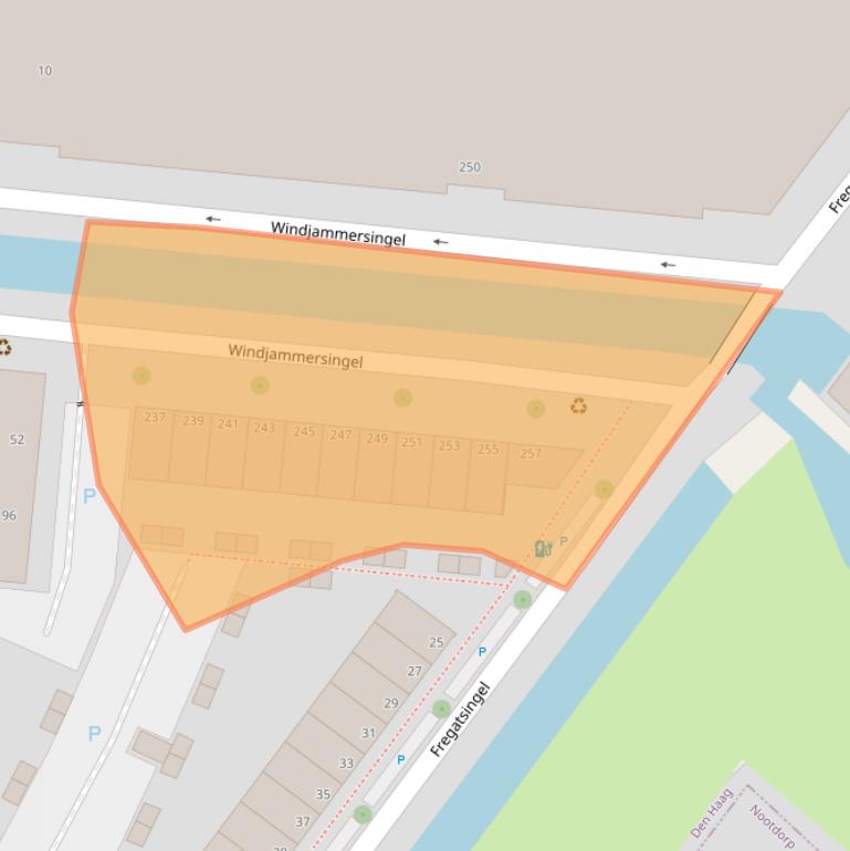 Kaart van postcodegebied 2496ZE.