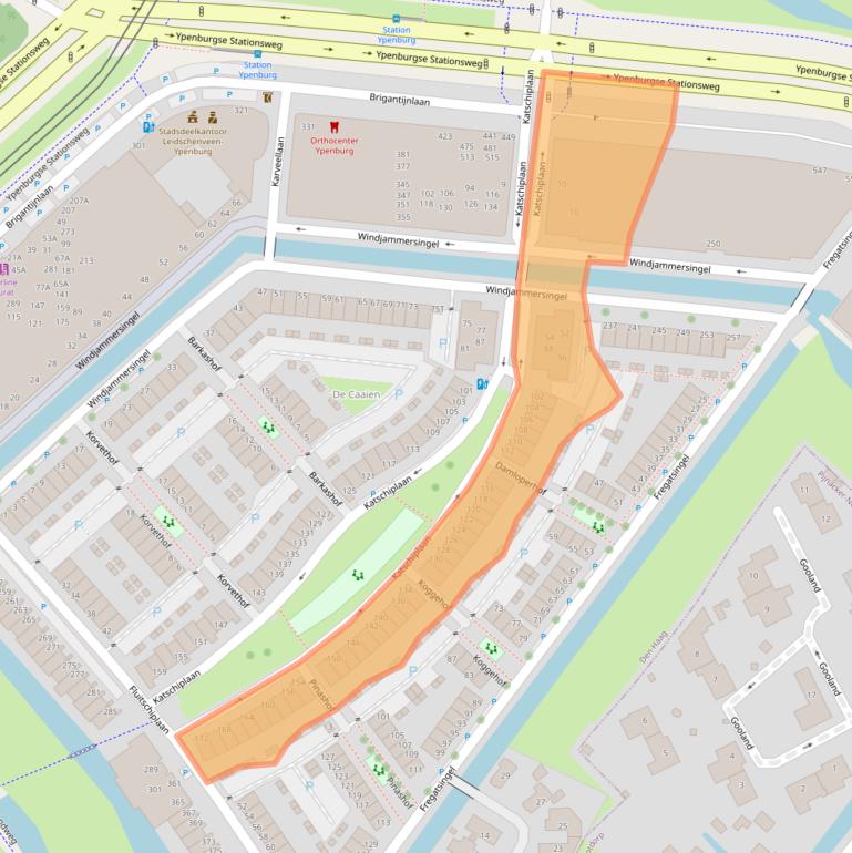 Kaart van postcodegebied 2496ZN.