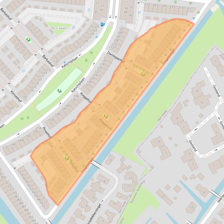 Kaart van postcodegebied 2496ZV.