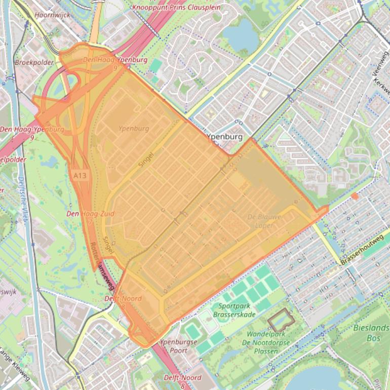 Kaart van postcodegebied 2497.