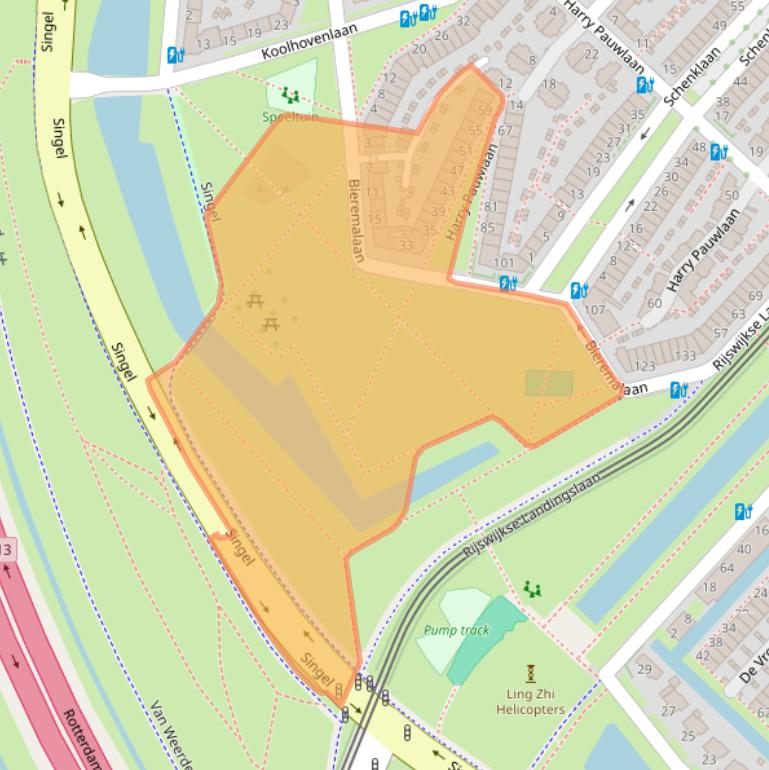 Kaart van postcodegebied 2497AW.