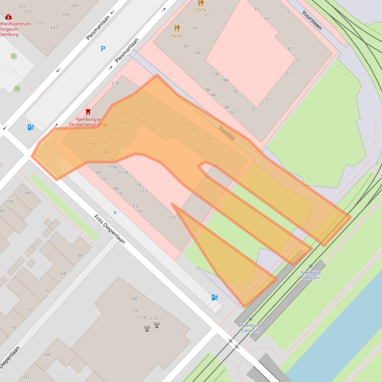 Kaart van postcodegebied 2497DT.