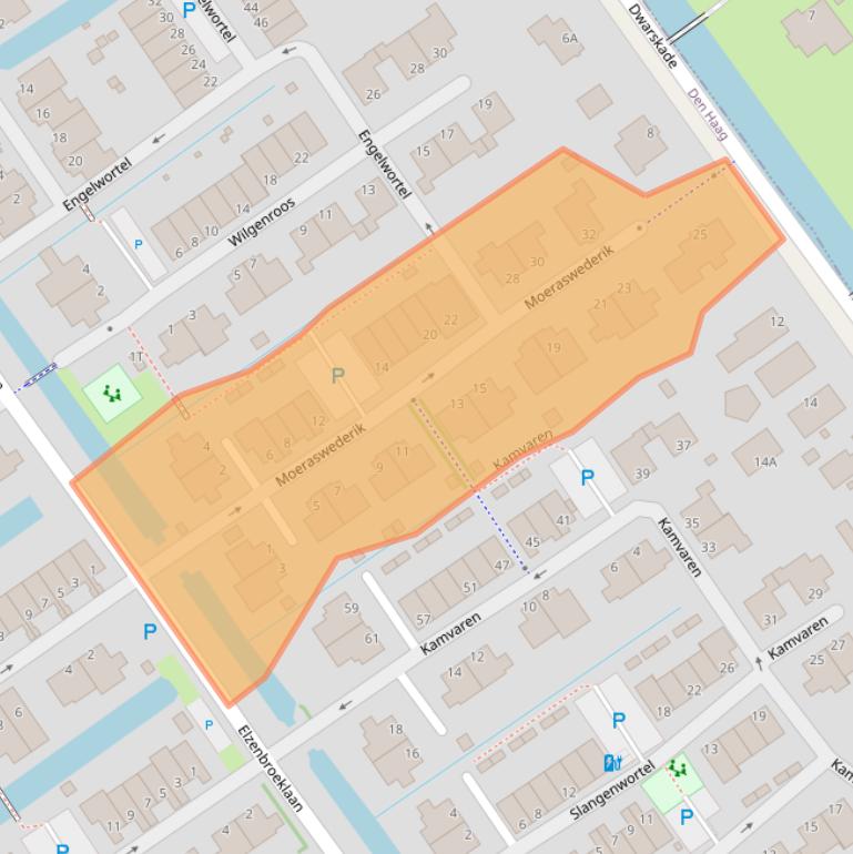 Kaart van postcodegebied 2498CJ.