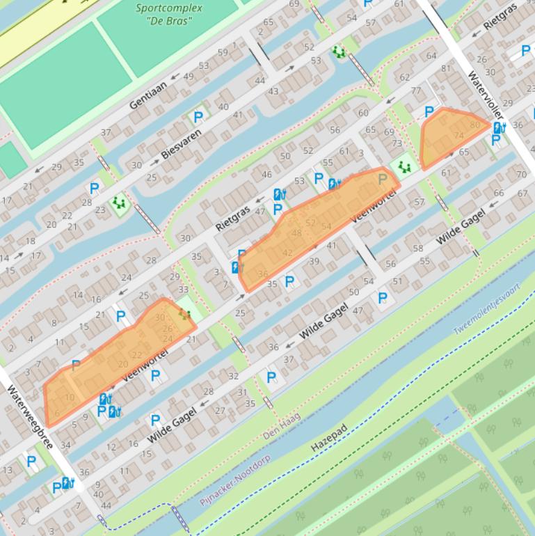 Kaart van postcodegebied 2498EL.