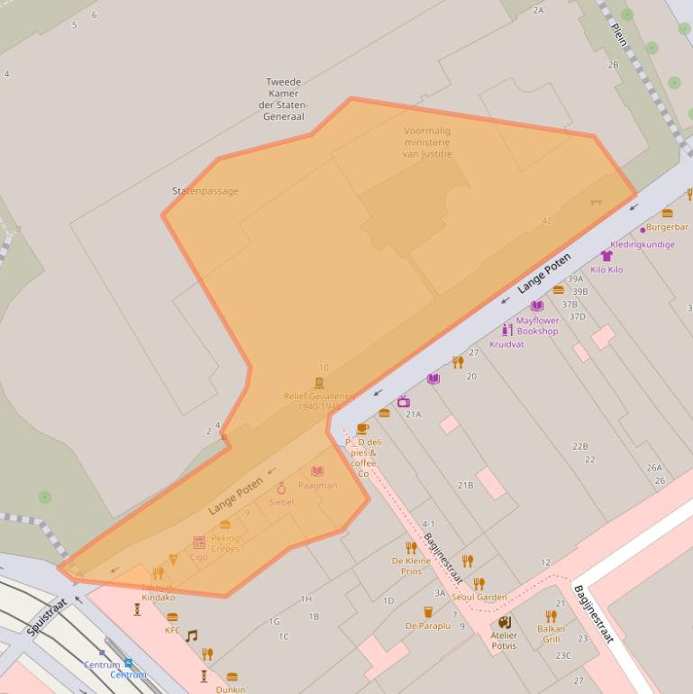 Kaart van postcodegebied 2511CL.