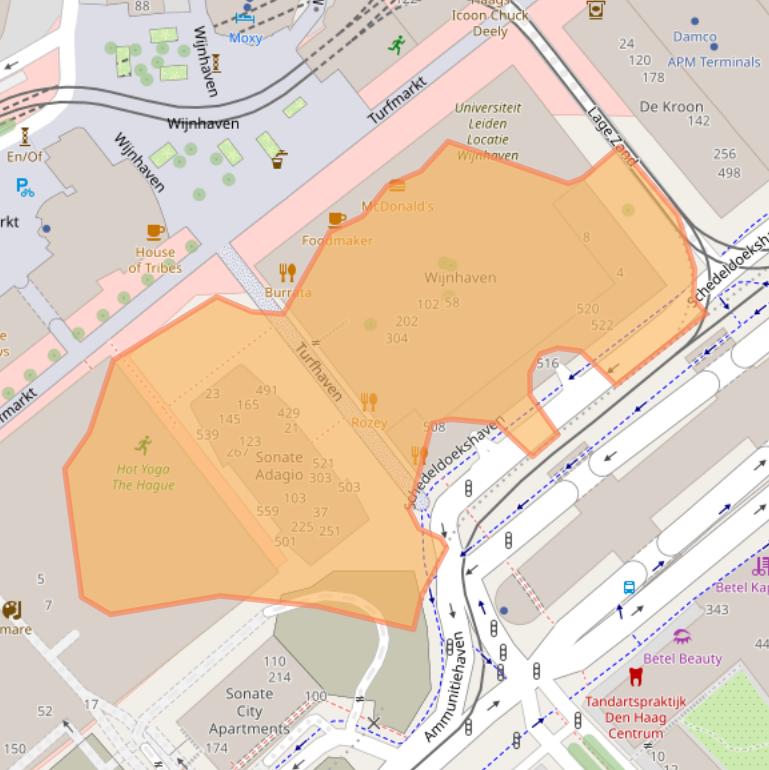 Kaart van postcodegebied 2511DK.