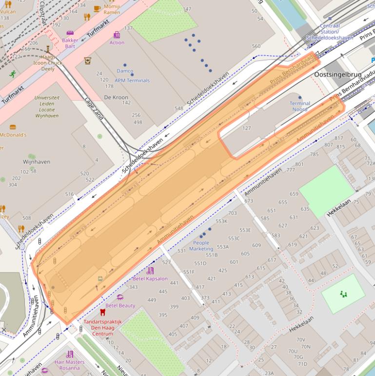 Kaart van postcodegebied 2511EM.