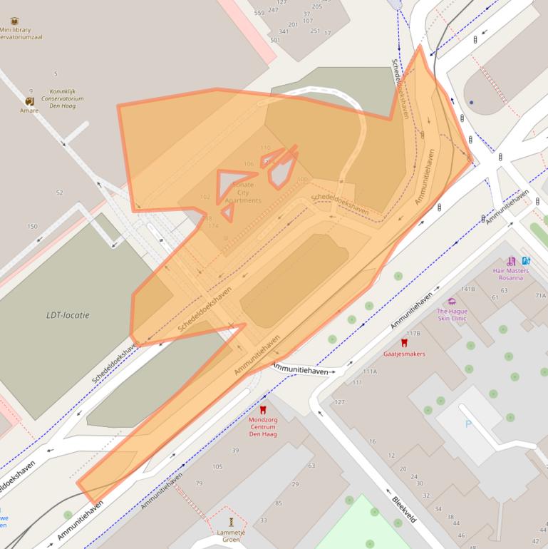 Kaart van postcodegebied 2511EX.