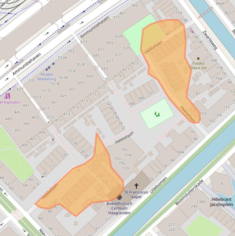 Kaart van postcodegebied 2511XB.