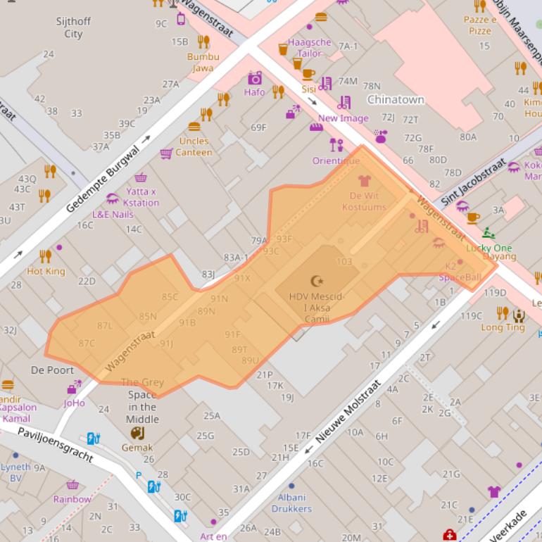 Kaart van postcodegebied 2512AS.