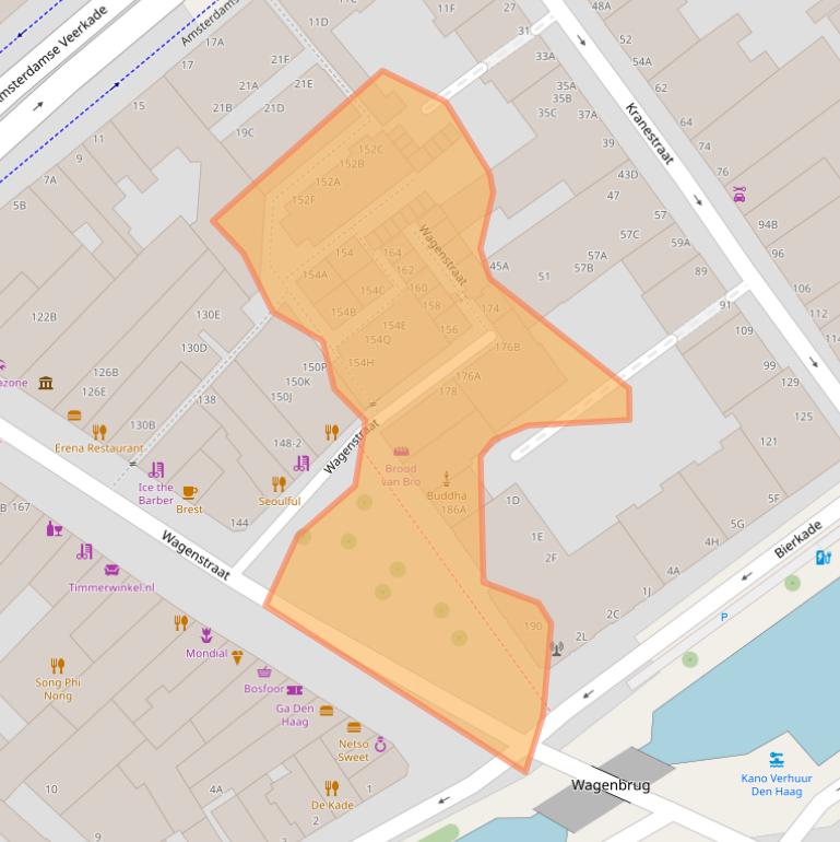 Kaart van postcodegebied 2512BB.