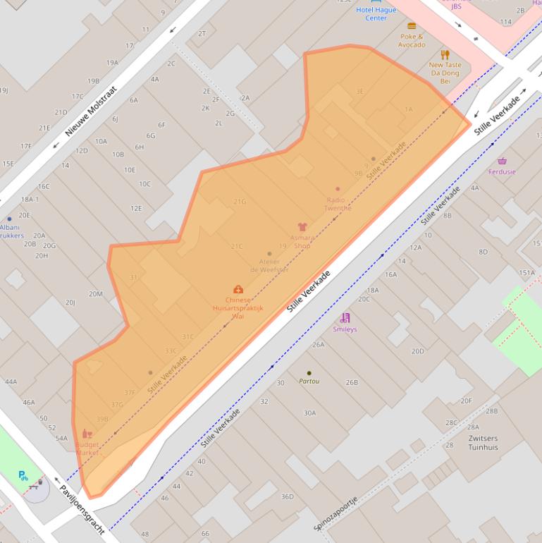 Kaart van postcodegebied 2512BE.