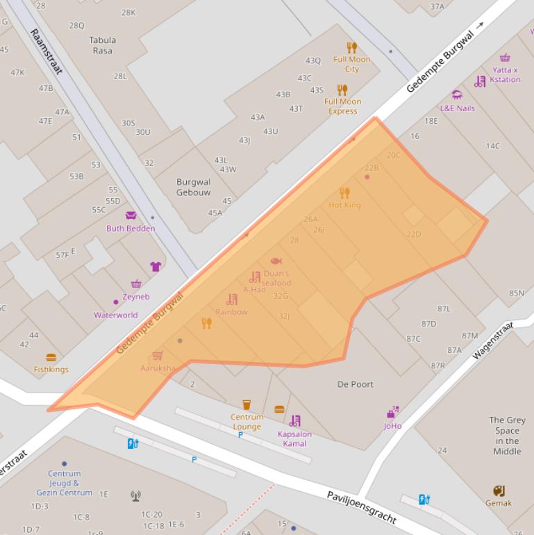 Kaart van postcodegebied 2512BV.