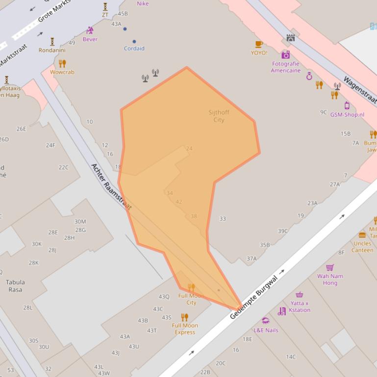 Kaart van postcodegebied 2512BW.