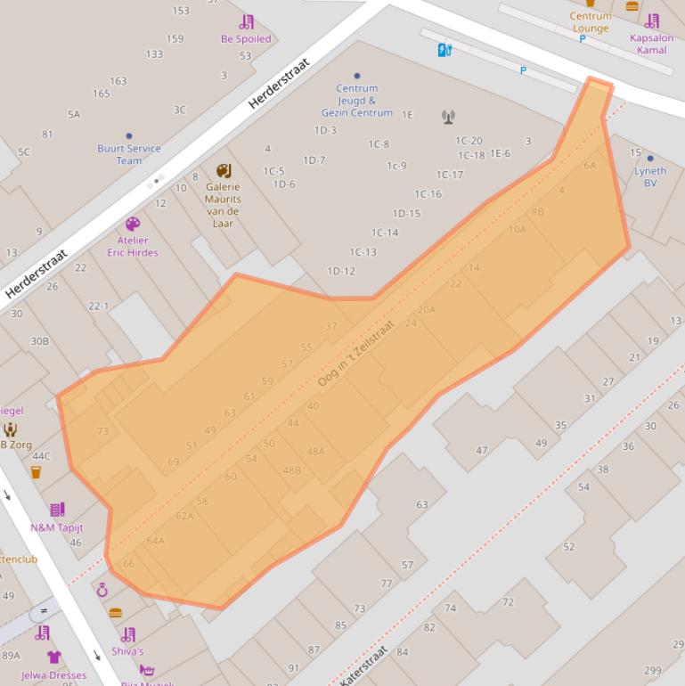 Kaart van postcodegebied 2512CC.