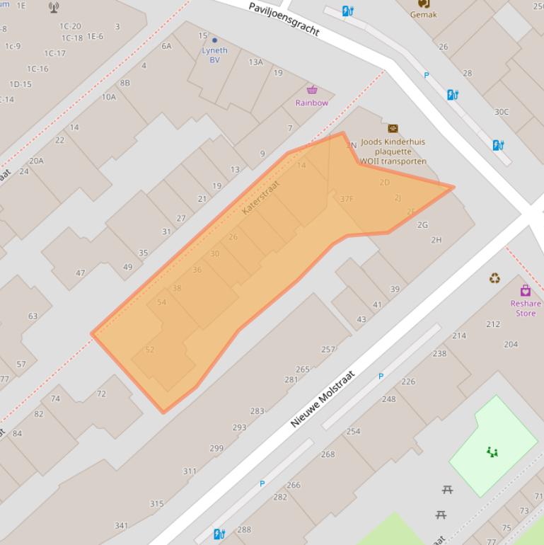 Kaart van postcodegebied 2512CE.