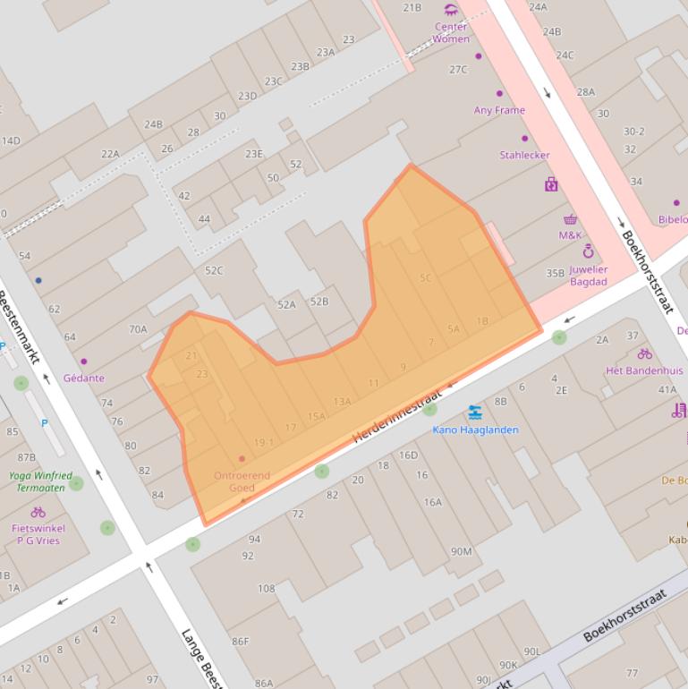 Kaart van postcodegebied 2512CZ.