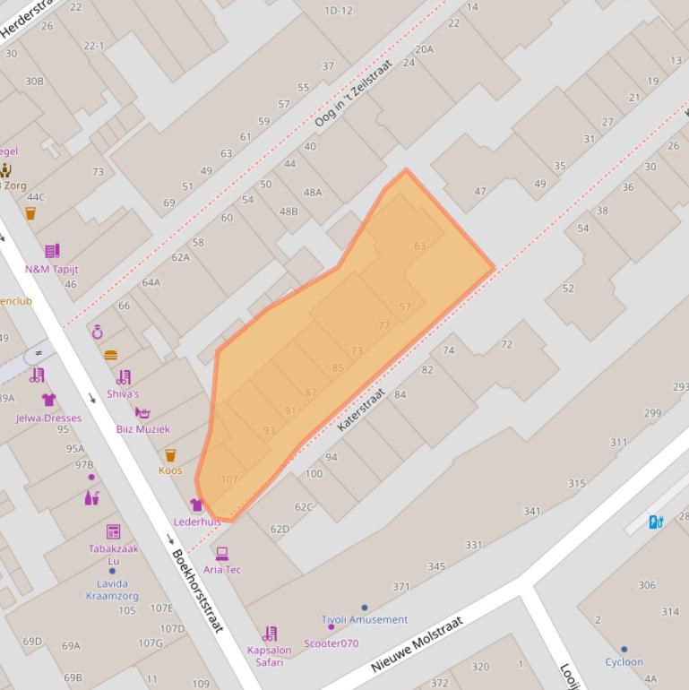 Kaart van postcodegebied 2512DA.