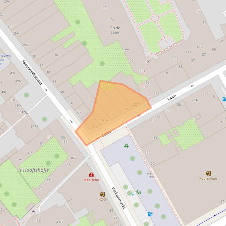 Kaart van postcodegebied 2512DN.