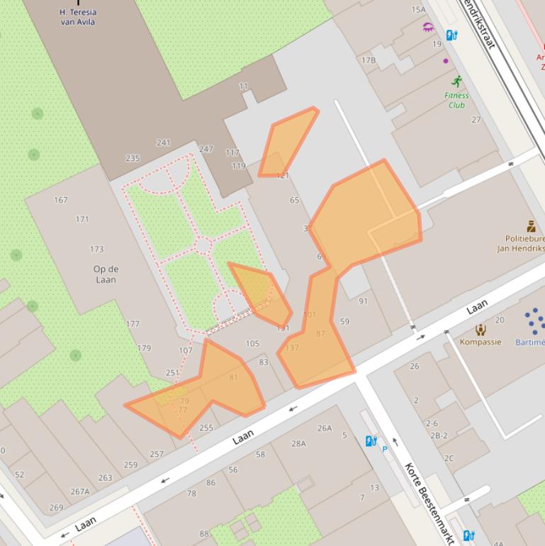 Kaart van postcodegebied 2512DP.