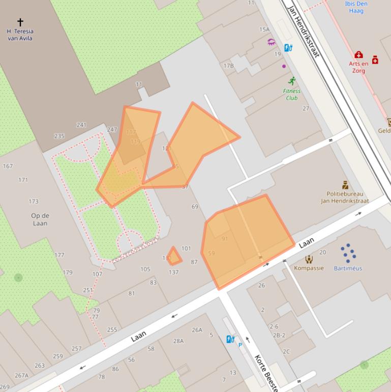 Kaart van postcodegebied 2512DR.