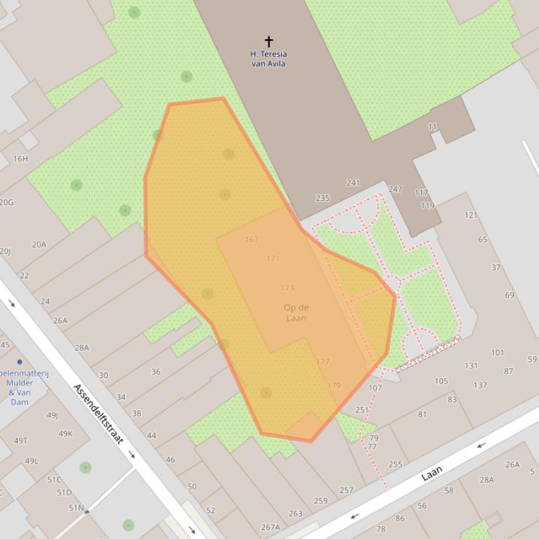 Kaart van postcodegebied 2512DS.