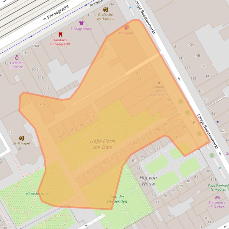 Kaart van postcodegebied 2512EB.