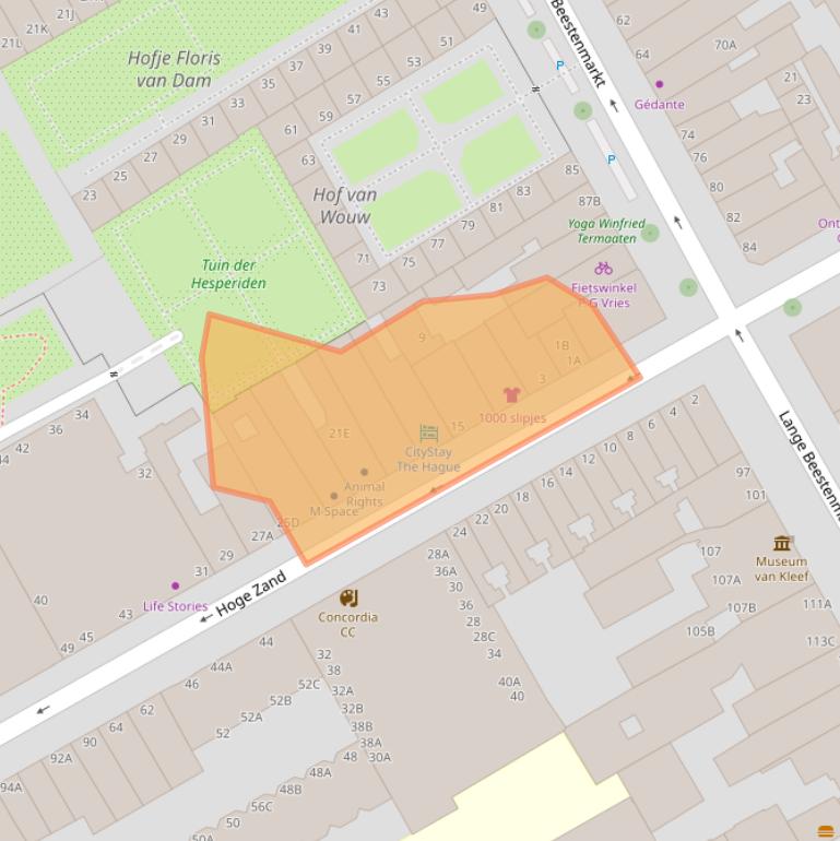 Kaart van postcodegebied 2512EK.