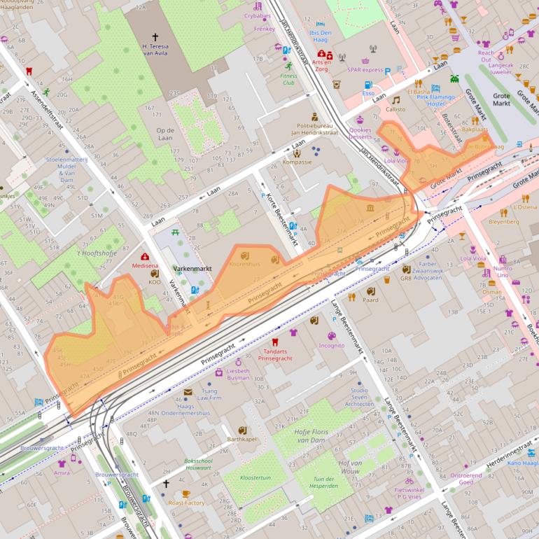 Kaart van postcodegebied 2512EW.