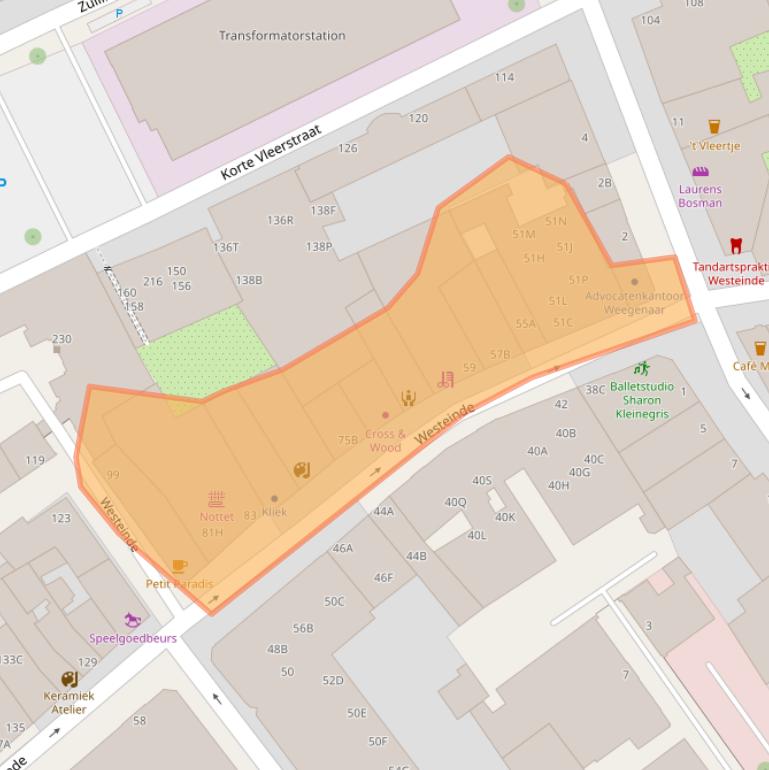 Kaart van postcodegebied 2512GV.