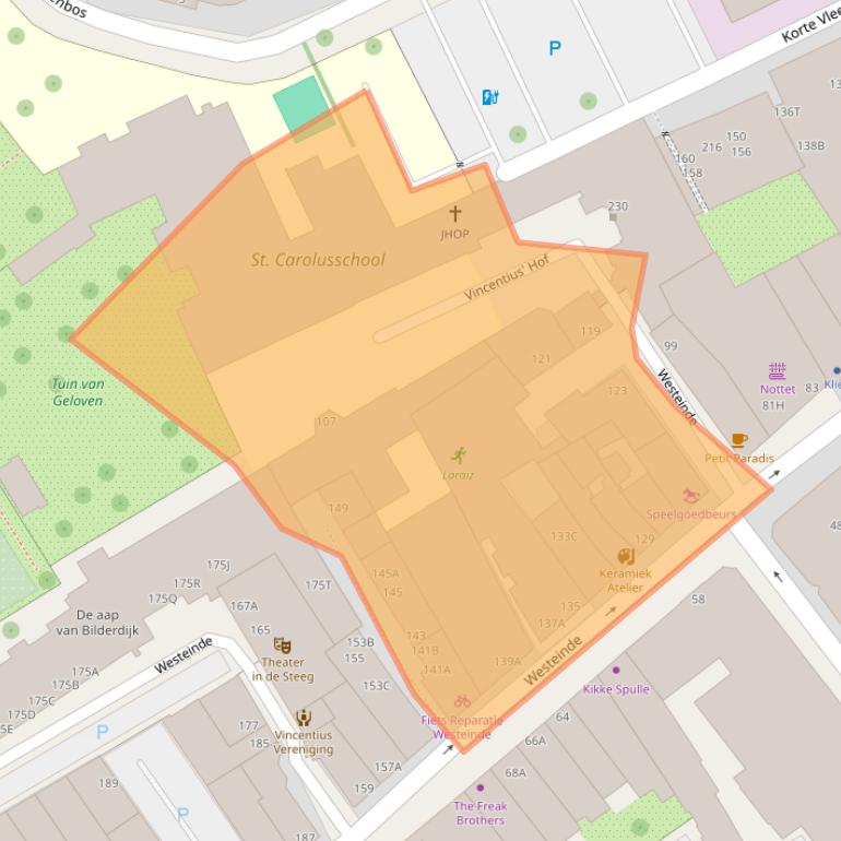 Kaart van postcodegebied 2512GW.